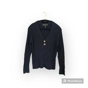 Ralph Lauren Black Label Black Sweater with Gold Buttons Size Large‎